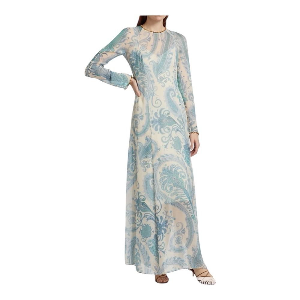 Zimmermann Illuminate Turquoise Paisley Long Sleeve Maxi Dress Size 8 (2) - Picture 6 of 16